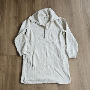 Garnet Hill Snap Funnel Neck Sweatshirt Dress Cream Size Large